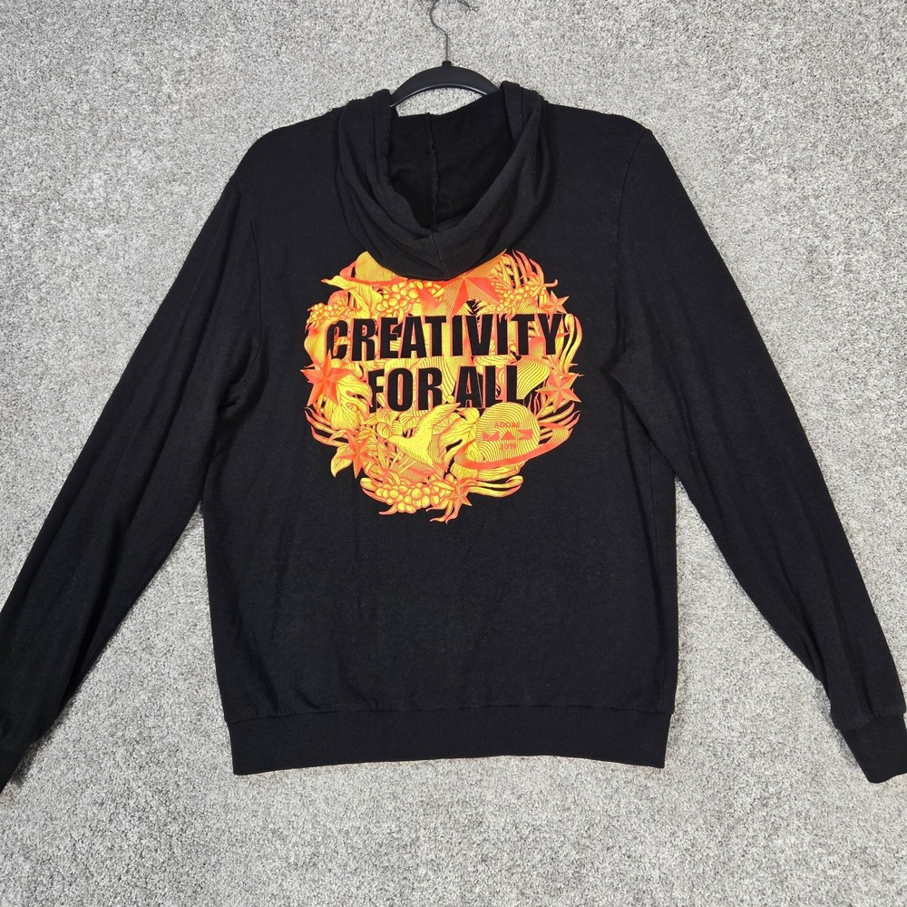 Marine Layer Full Zip Hoodie Sweatshirt Women L Black Adobe graphic lightweight